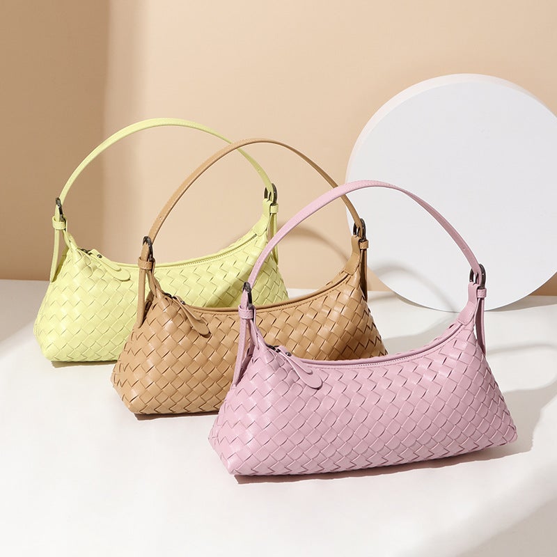 Woven Messenger Bag Shoulder Portable Fashion All-Match Commuter Underarm Bag Delivery - Image 5